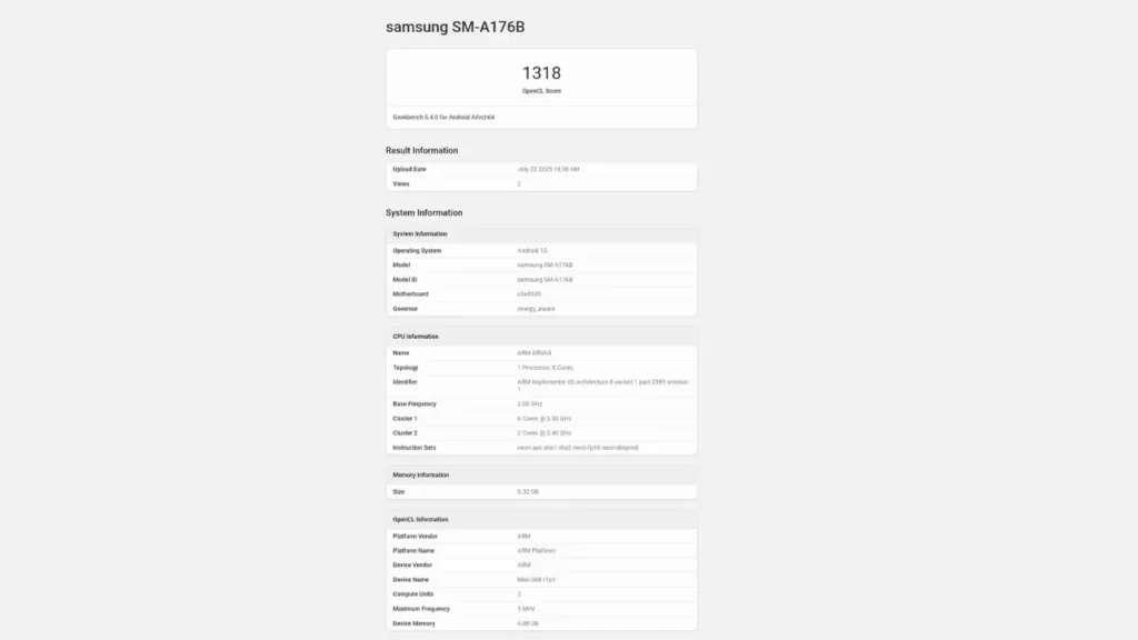 Samsung Galaxy A17 5G Listed on Geekbench