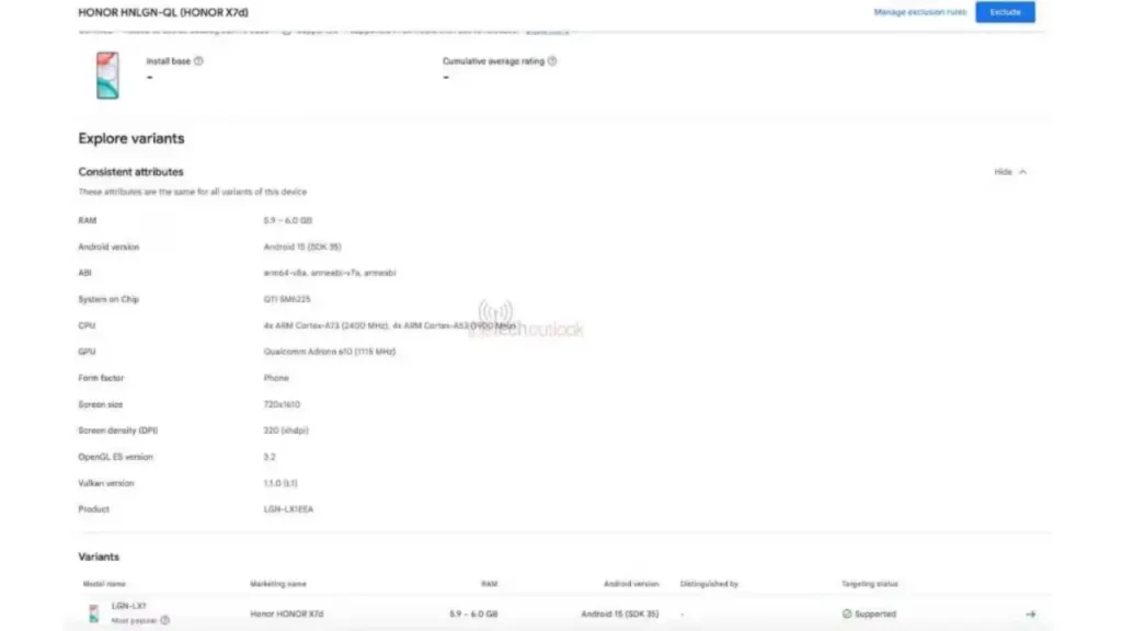 Honor X7d 4G and X7d 5G Leak Features