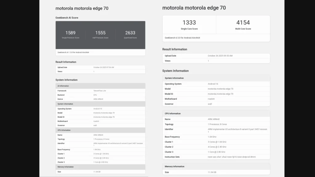 Motorola Edge 70 Listing