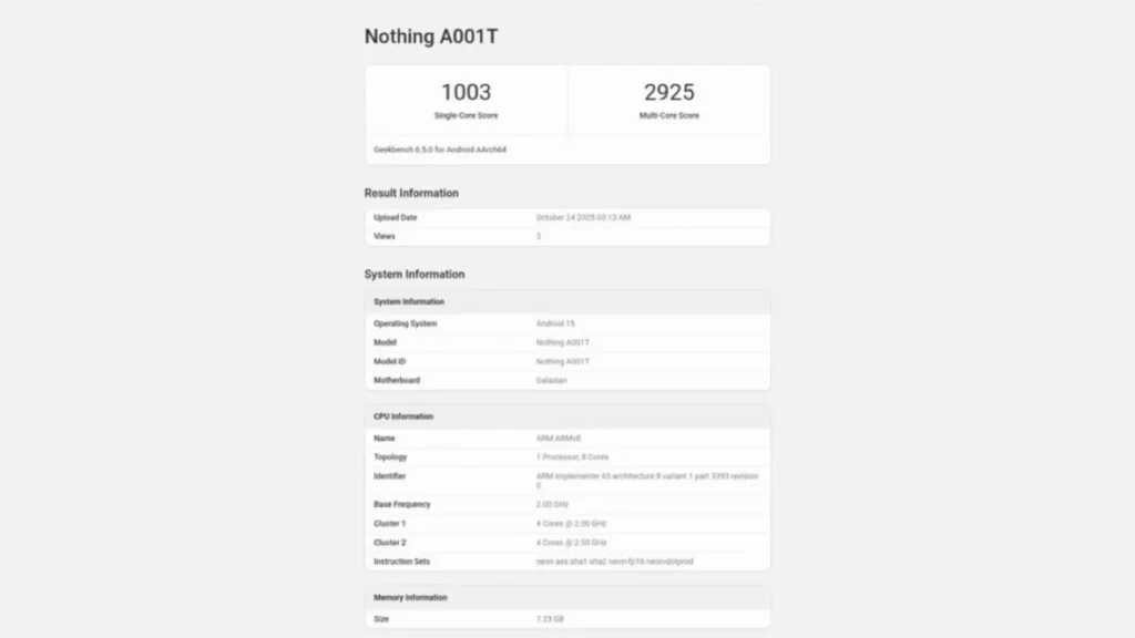Nothing Phone 3a Lite Specification