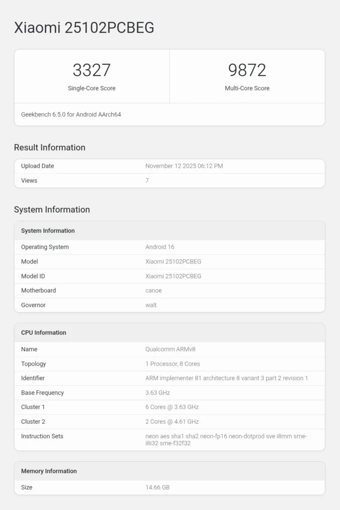 Poco F8 Ultra Render Score